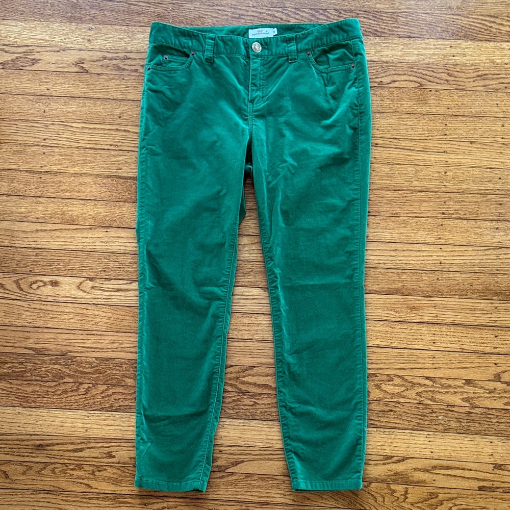 Vineyard Vines Womens Emerald Green Velour Jeans